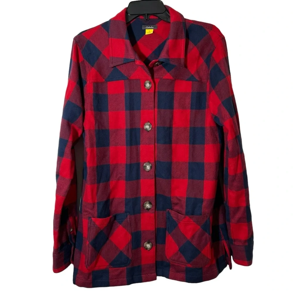 Cabela’s Plaid Red Blue Shacket Shirt Jacket Womens Large